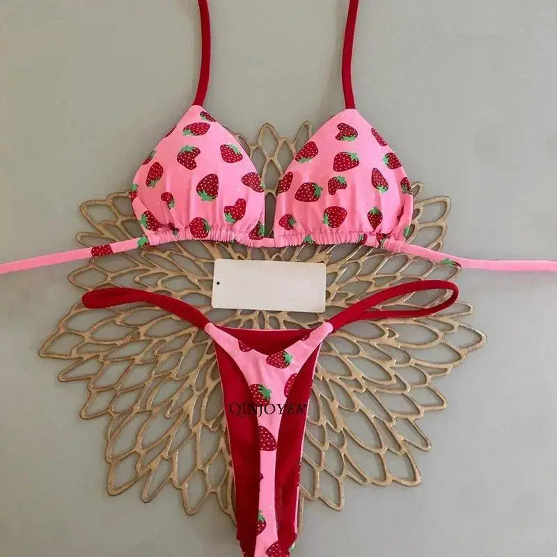 Heart Print Bikini Thong Swimwear Essential Collection