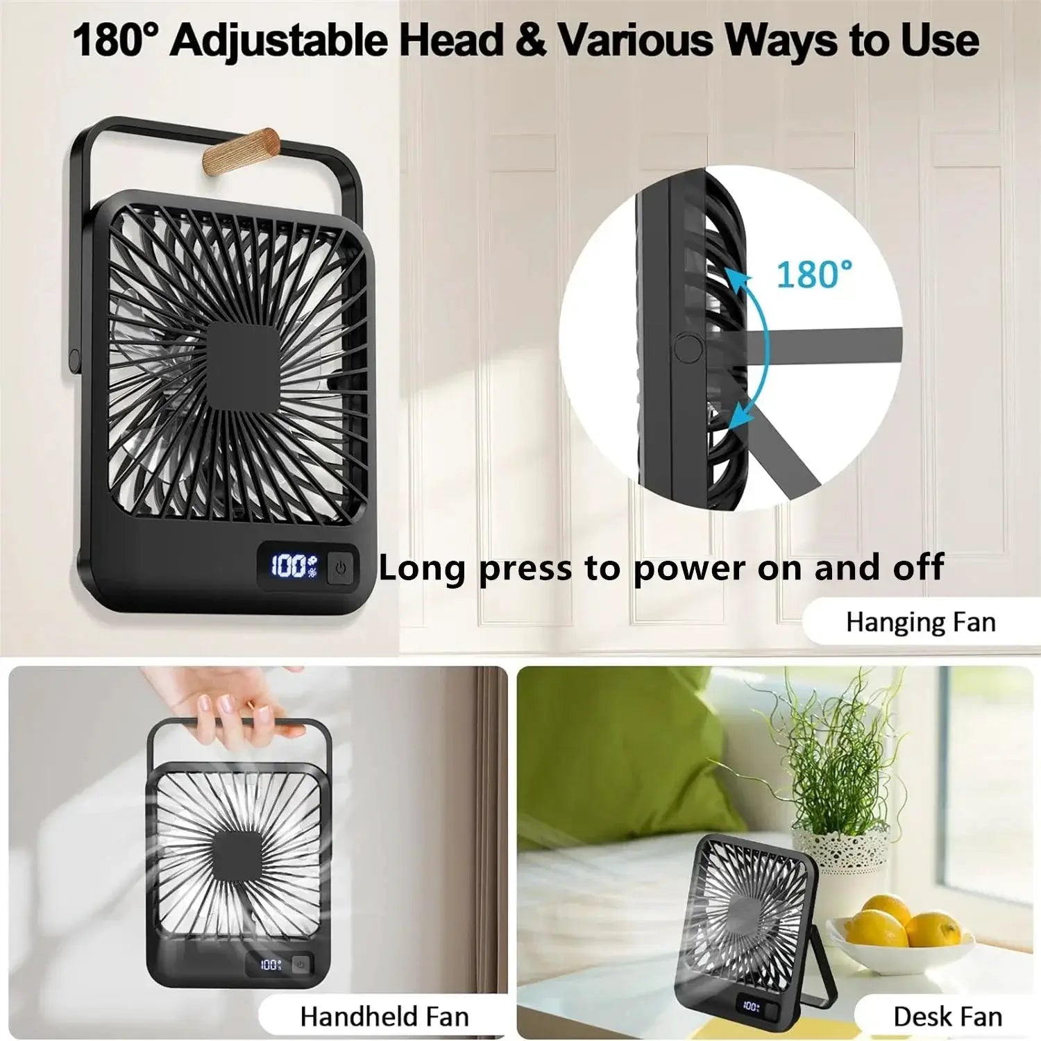 Desk Fan Portable USB Rechargeable 180 Degree Tilt Quiet - OurLum.com