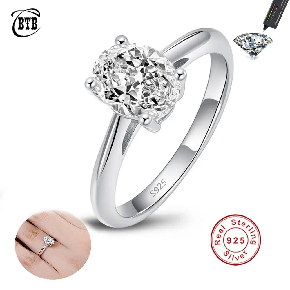 Moissanite Ring in Sterling Silver Shape — product view 1