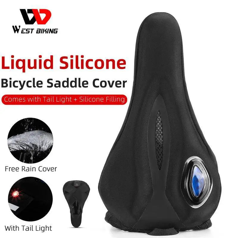 Silicone Gel Memory Foam Bicycle Seat Cover With Taillights