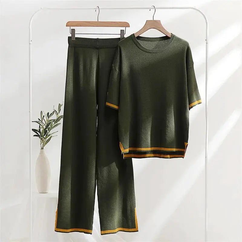 Ice Knit Pants Pajama Set Effortless Elegance Comfort