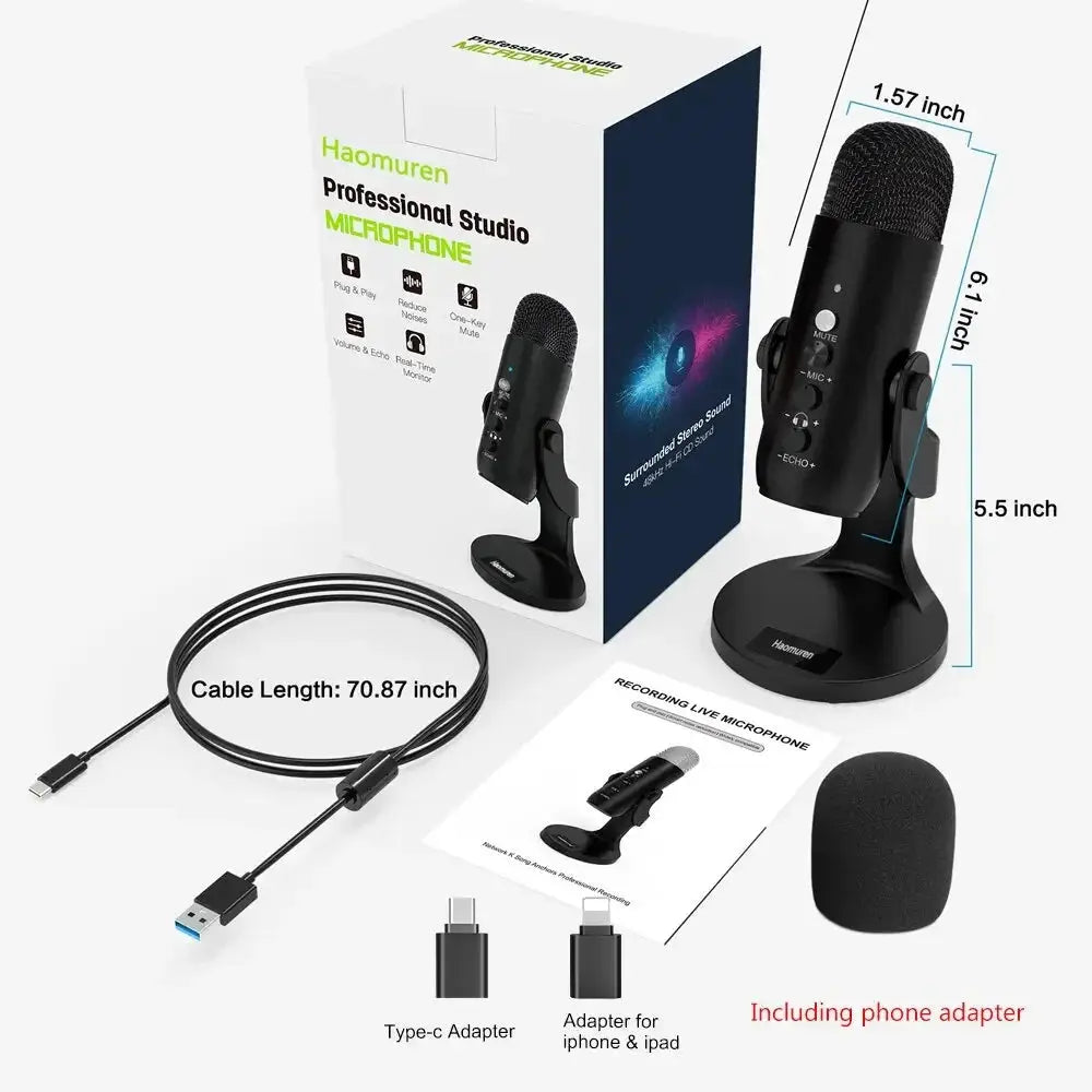 ZealSound MU900 USB Microphone For PC Mac Gaming Streaming