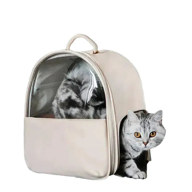 Breathable Pet Carrier Backpack for Trip — Beige pink