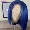 Stunning Blue Bob Wig With Transparent Lace Front 13x4