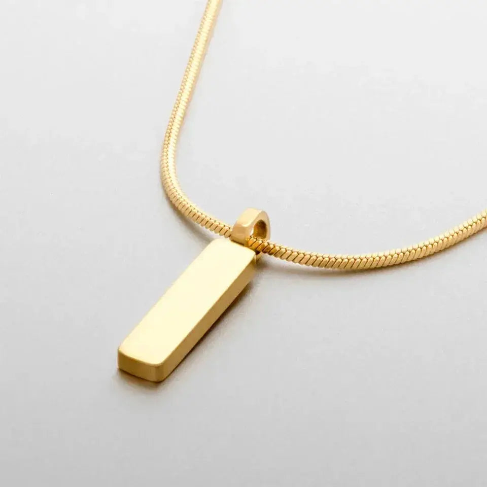 Square Pendant Necklace White Gold Steel Minimalist Jewelry