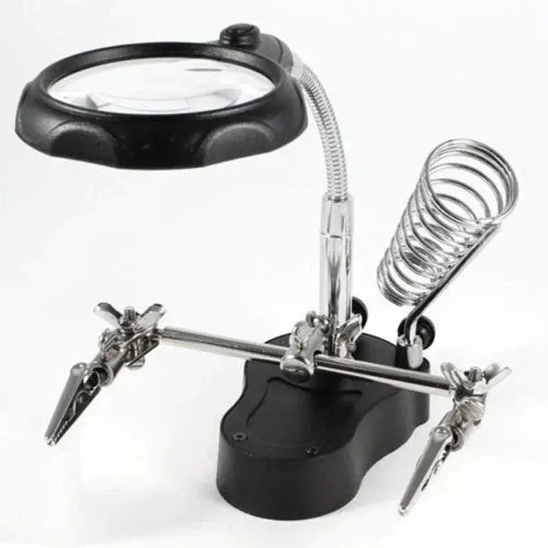 Hand Soldering Iron Stand With LED Magnifier For Repair