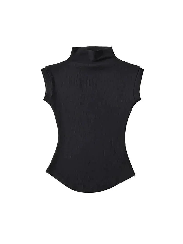 Sleek Sleeveless Turtleneck Top Chic Streetwear Icon