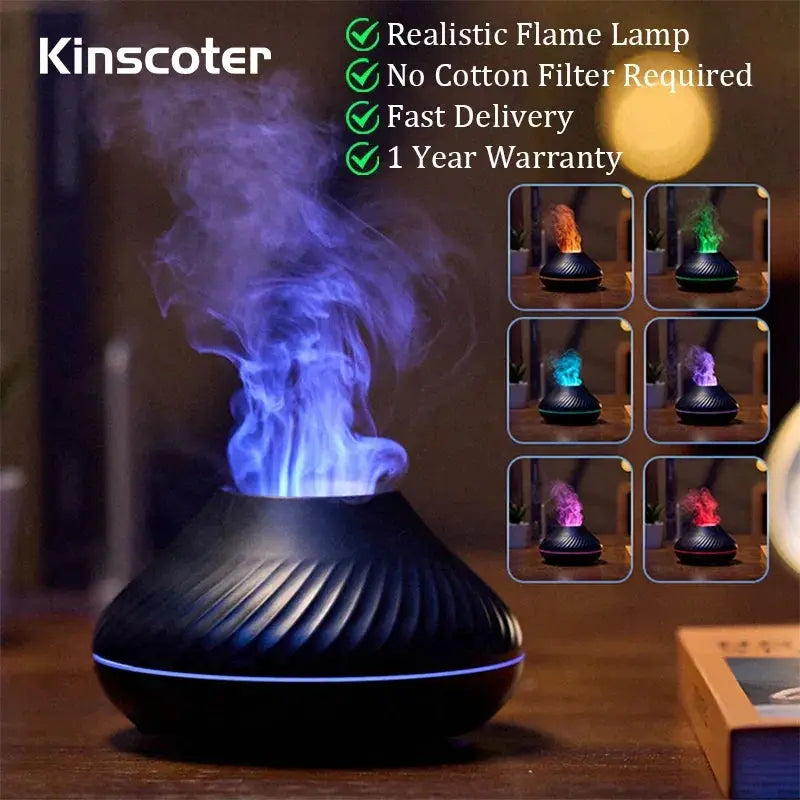 Kinscoter USB Essential Oil Diffuser With Flame Light 130ml