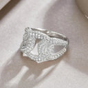 Geometric Moissanite Silver Ring