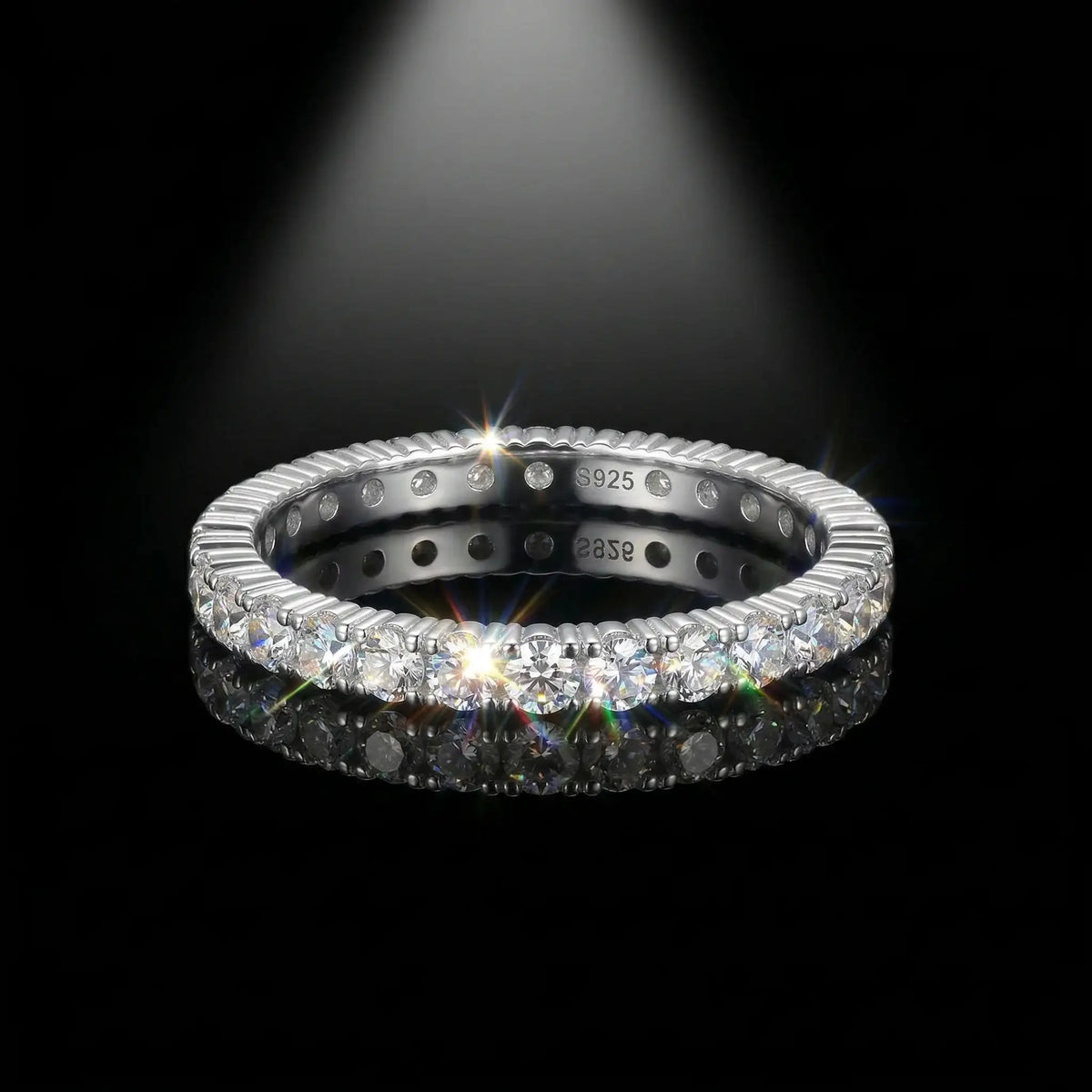 Moissanite Ring in Sterling Silver Eternity — product view 1