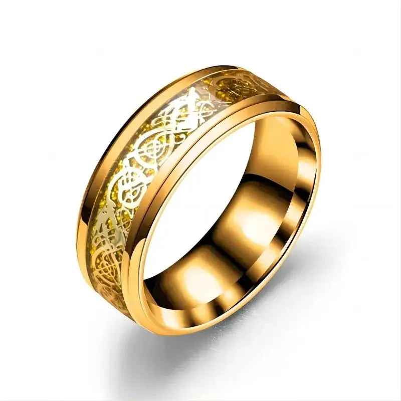 Fashion 8mm Red Beveled Edge Celtic Dragon Ring For Men