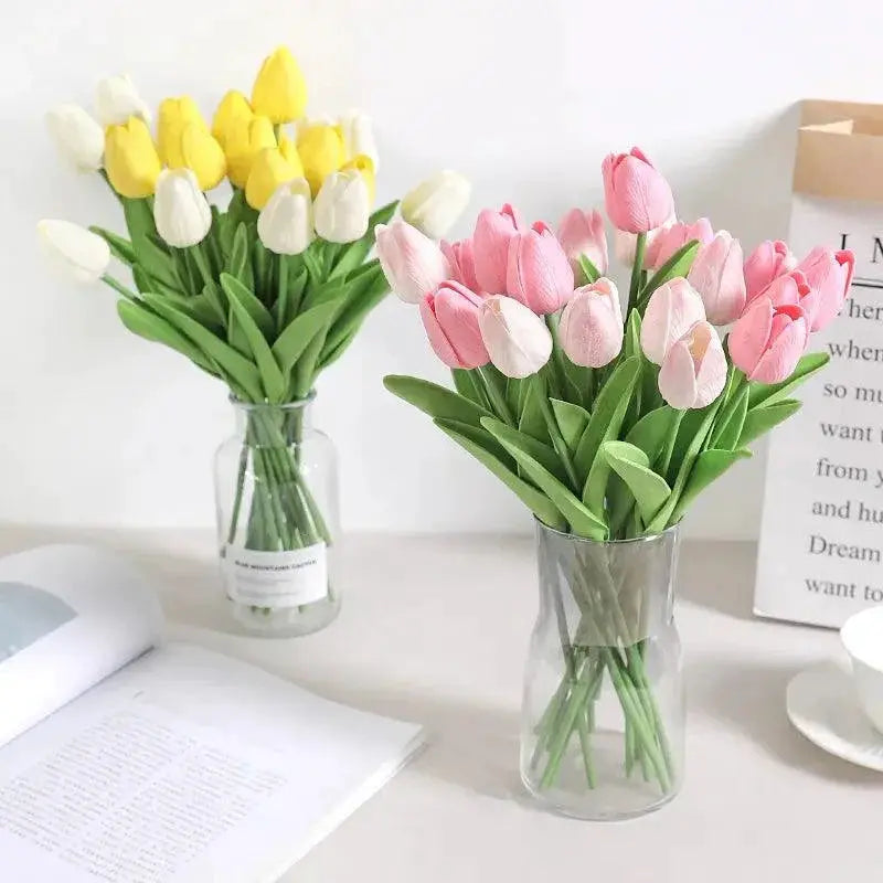 Artificial Tulip Bouquet Silk Vase Decor For Weddings