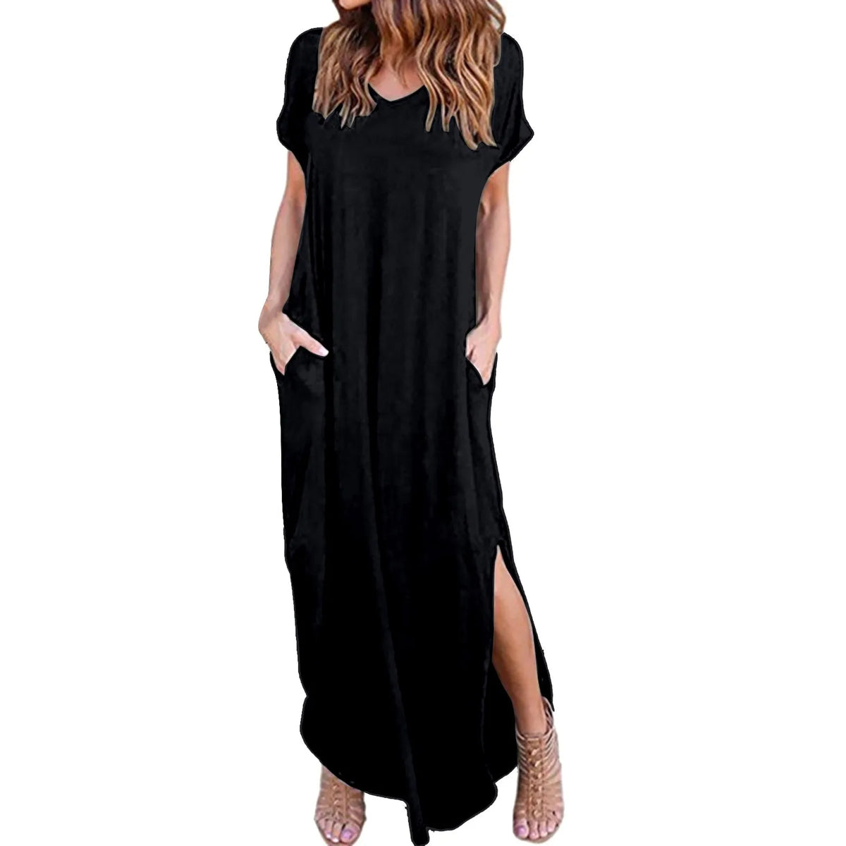 Loose Pocket Split Maxi Dress