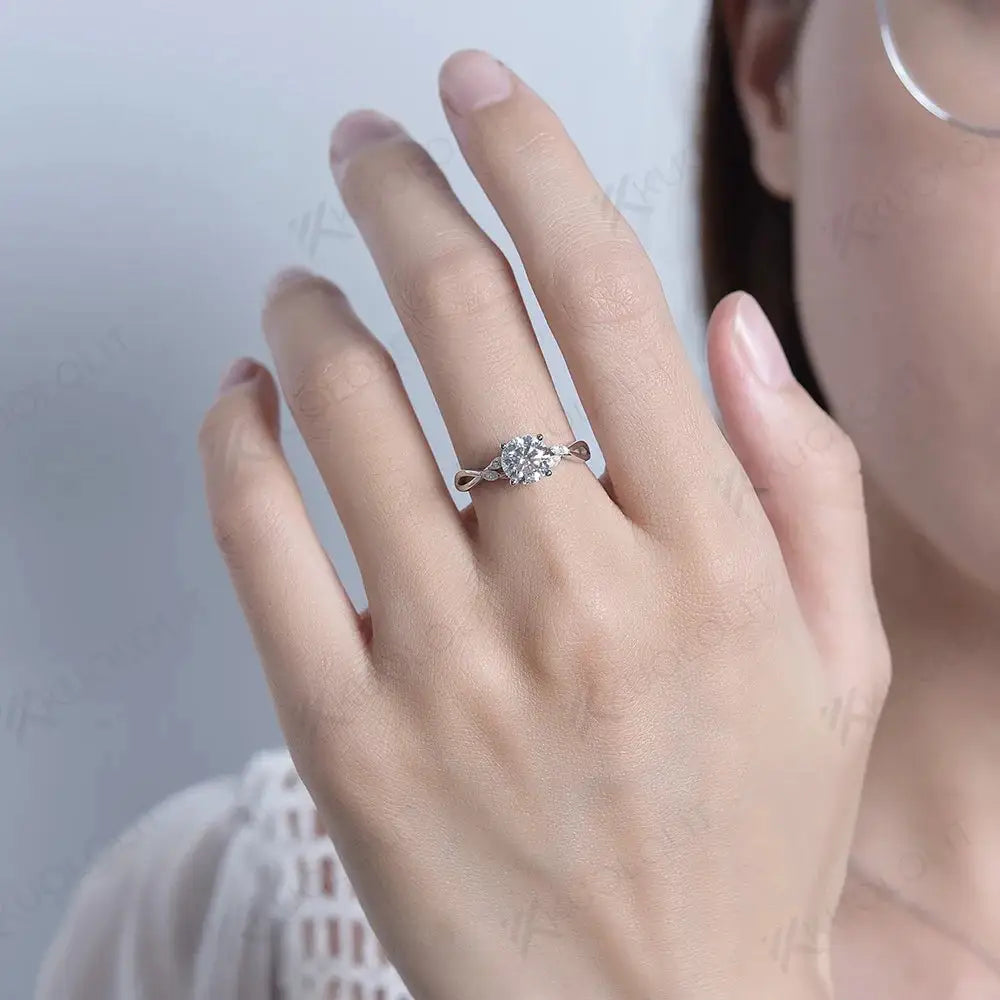 Round Moissanite Ring in Sterling Silver Kuololit — product view 1