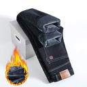 Winter Fleece Thick Jeans Men Business Casual Pants Collection