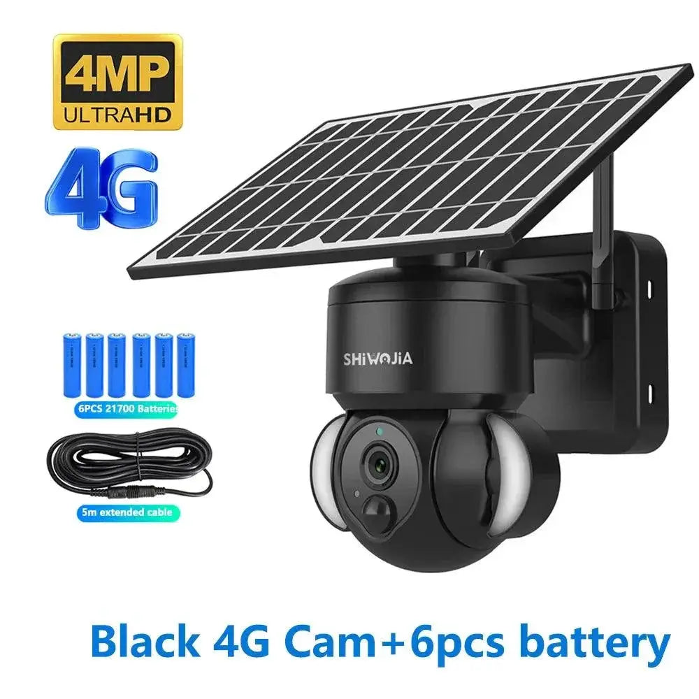 Outdoor Solar Security Camera for Home Edition AA — Black White 4G CAM