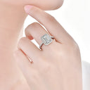 Moissanite Ring in Sterling Silver Rectangle