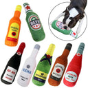 Dog Champagne Wine Bottle Plush Toy Squeaky Pet Whisky