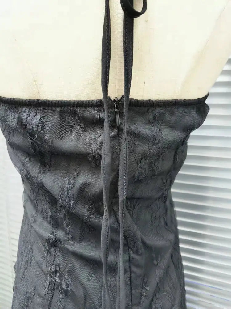 France Vintage Slim Slash Neck Sleeveless Dress Women Gothic Y2k V-neck Black Summer Dresses High Street Chic Skinny Clothing