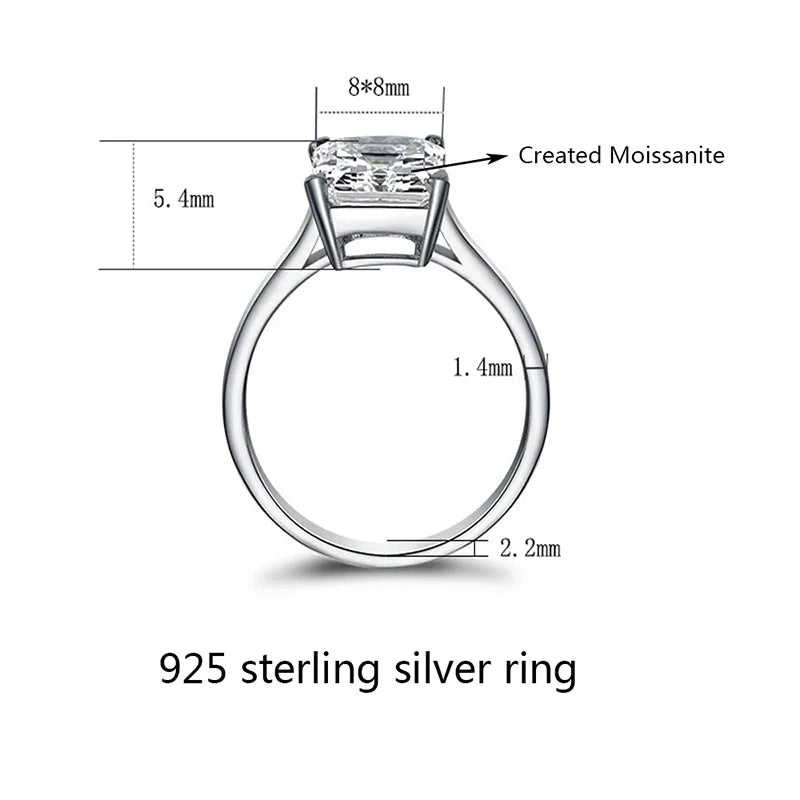Princess Moissanite Ring in Sterling Silver Cbtb — product view 5