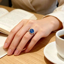 Blue Moissanite Sterling Silver Ring