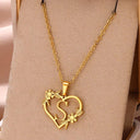 Golden Floral Heart Choker Necklace - Alphabet Jewelry