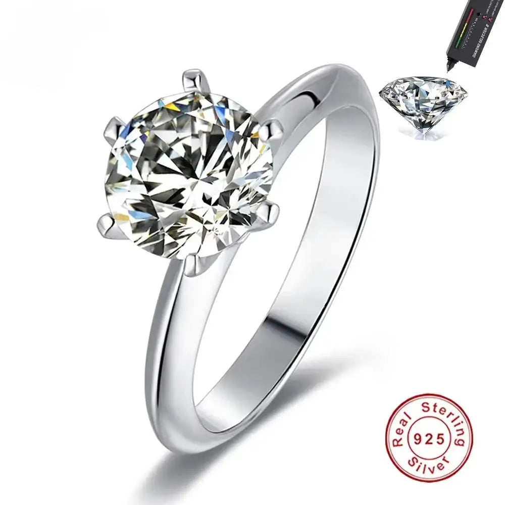 Moissanite Ring in Sterling Silver Rings — product view 2