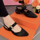 Women's Pointed Toe Heeled Sandals Summer Retro Chunky Heel