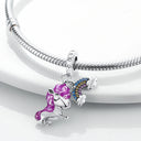 Silver Plated Purple Charm Flower