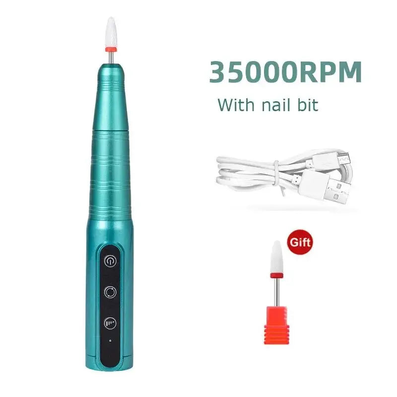 35000RPM Wireless Nail Drill Pen USB Rechargeable Portable