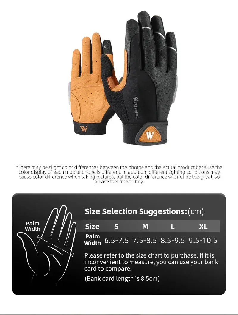 West Biking Full Finger Cycling Gloves Unisex Sports Gloves