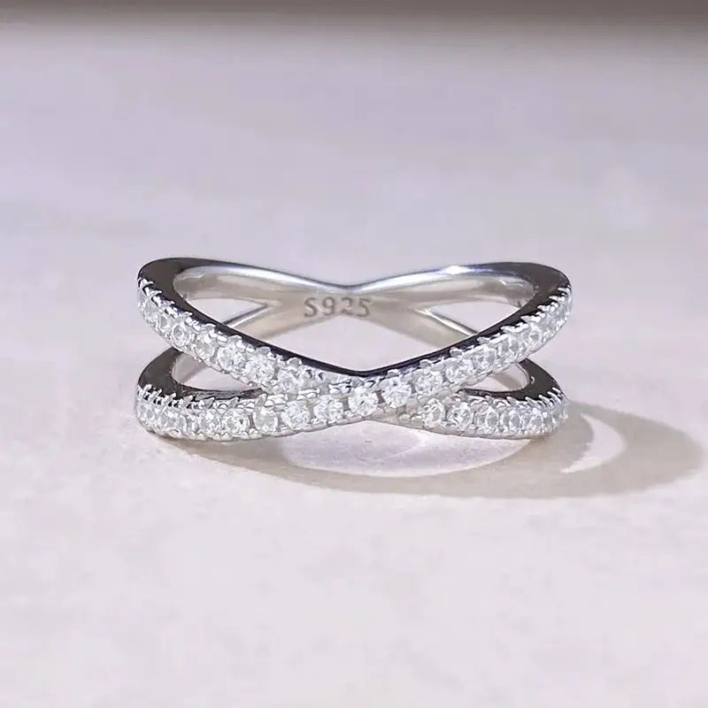 Moissanite Cross Silver Ring For Her — product image 1