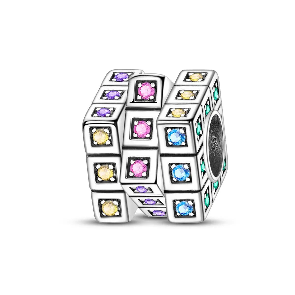 Charm Silver Plated Zircon Beads