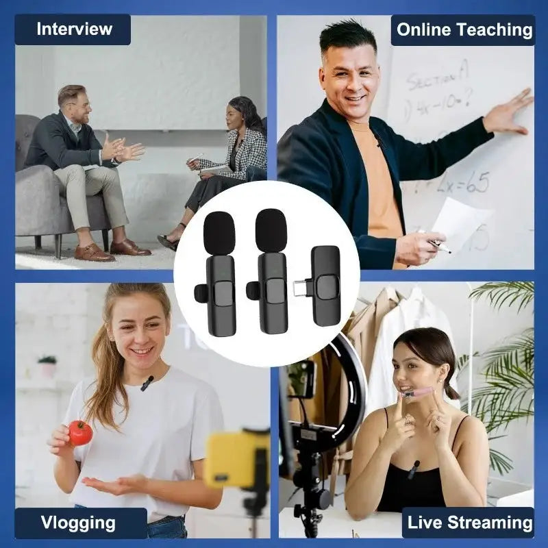 Wireless Lavalier Microphone For iPhone 15/16/17 Series Android Devices Noise Cancelling Mini Lapel Microphone for Vlogging Mic