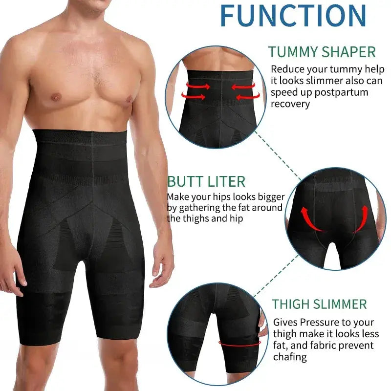 Men High Waist Slimming Shapewear Shorts Tummy Control