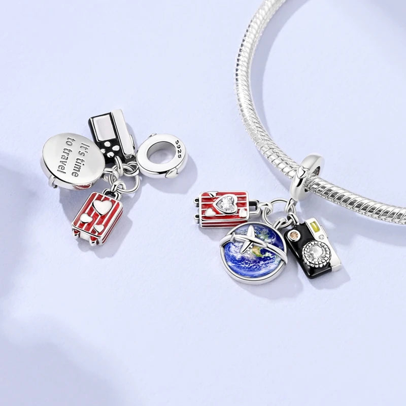 Sterling Silver Luggage Earth Camera