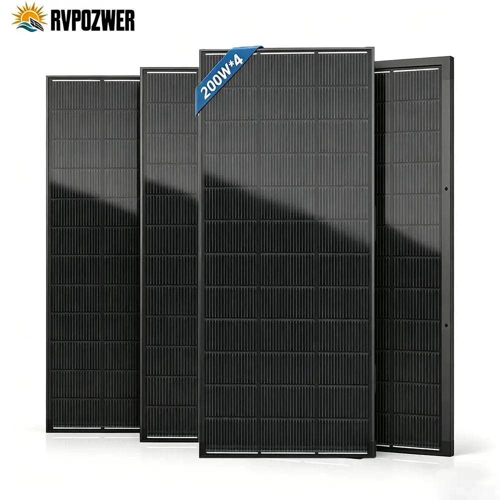 RVPOZWER 200W/400W/800W Solar Panels 18BB N-Type Mono Cells 25.5% High Efficiency PV Power for Home RV Charge Outdoor Off-Grid