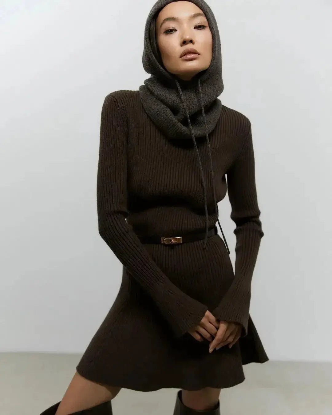 Sophisticated High Neck Knit Dress Elevate Your Style Now