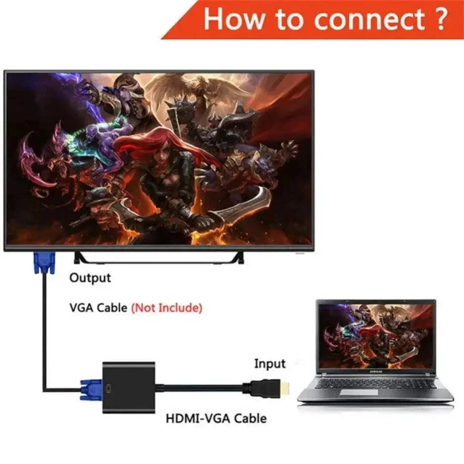 HDMI To VGA Adapter Crystal Clear 1080P Gaming Experience