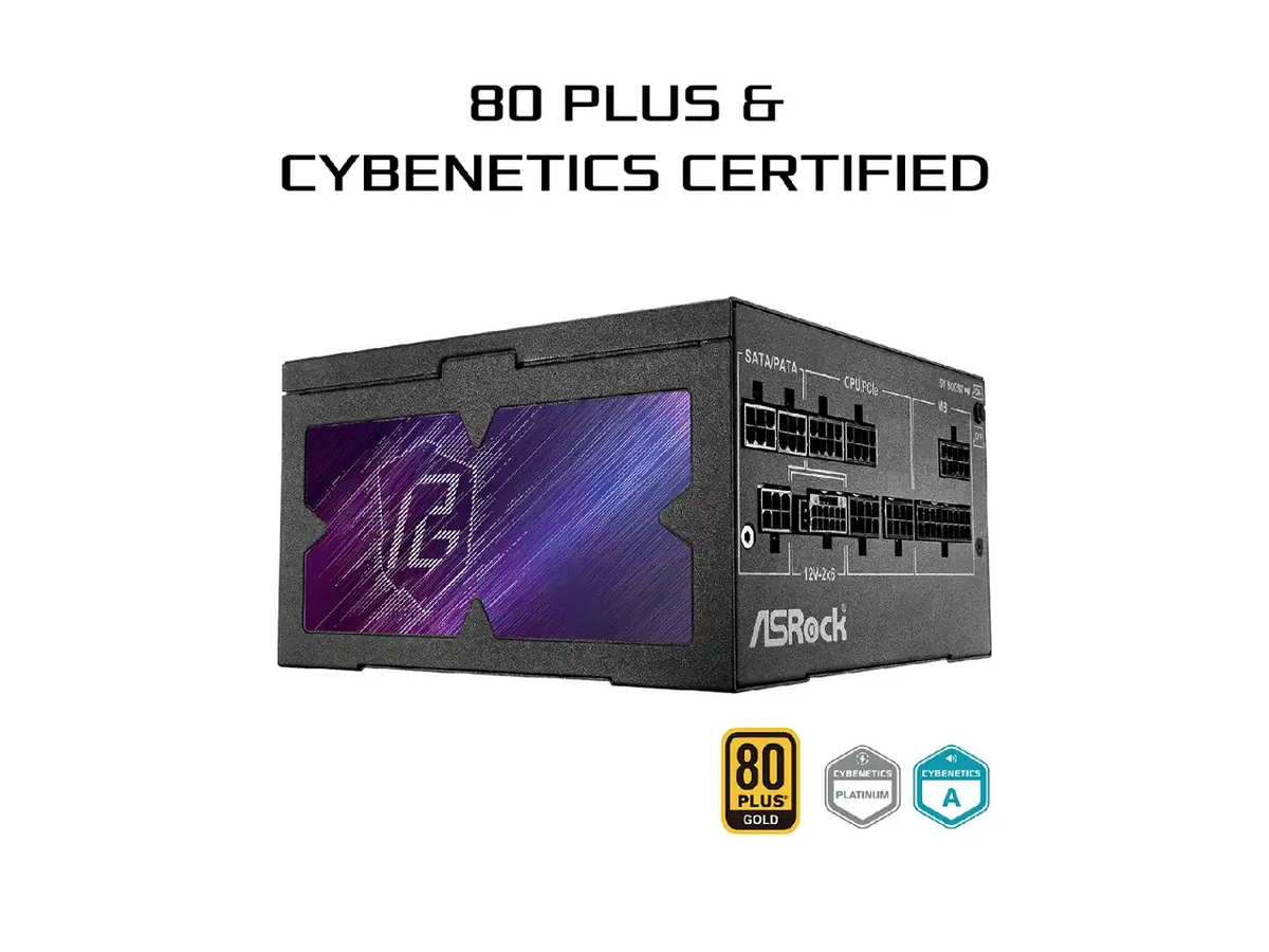 ASRock Phantom Gaming PG-750G 750W 80 PLUS GOLD & Cybenetics PLATINUM Full Modular Power Supply, ATX3.1 & PCIe5.1 Ready with Dual Color 12V-2x6 Cable, 10 Years Warranty