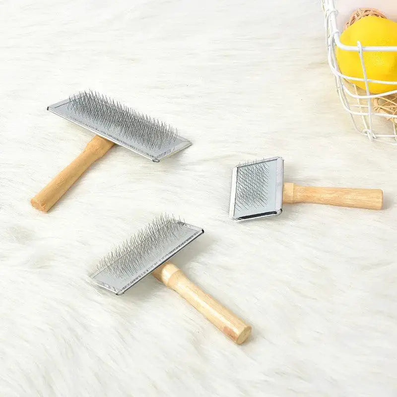 Pet Hair Shedding Brush Wooden Handle Reduces Ninety Percent