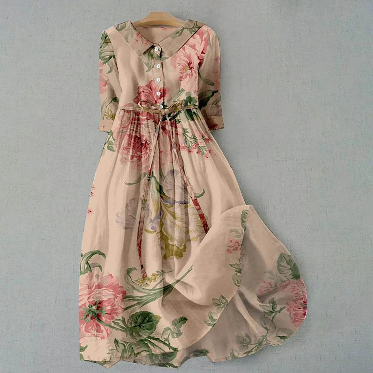 Lapel Button Slim Shirt Dress