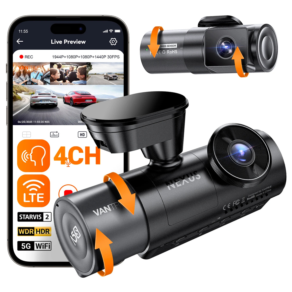 Vantrue DashCam Channel WiFi Degree STARVIS IR Night Vision LTE — product view 1