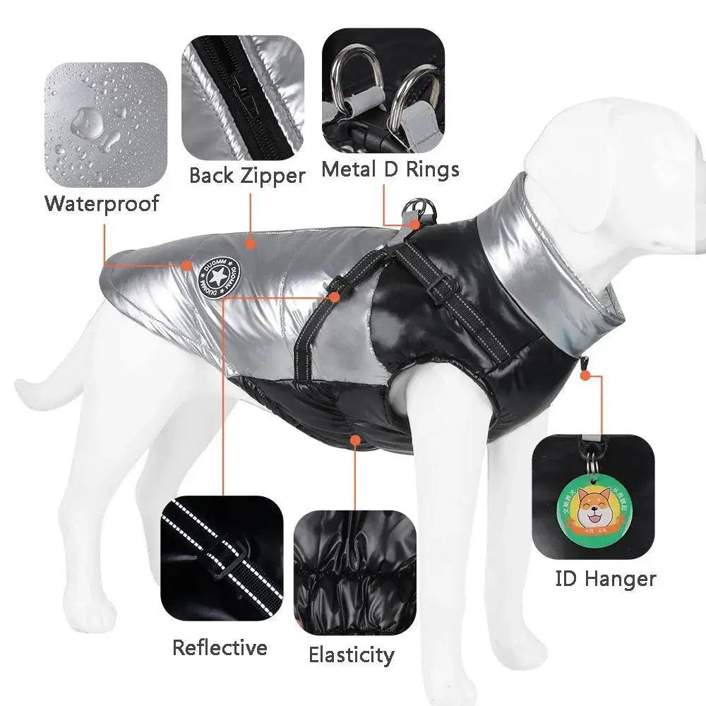 Winter Dog Jacket With Harness Stylish Warm Coat For Dogs