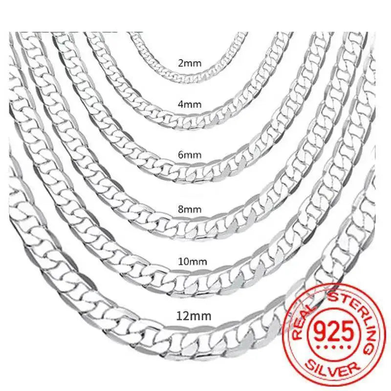 Sterling Silver Geometric Face Chain Necklace Unisex Jewelry