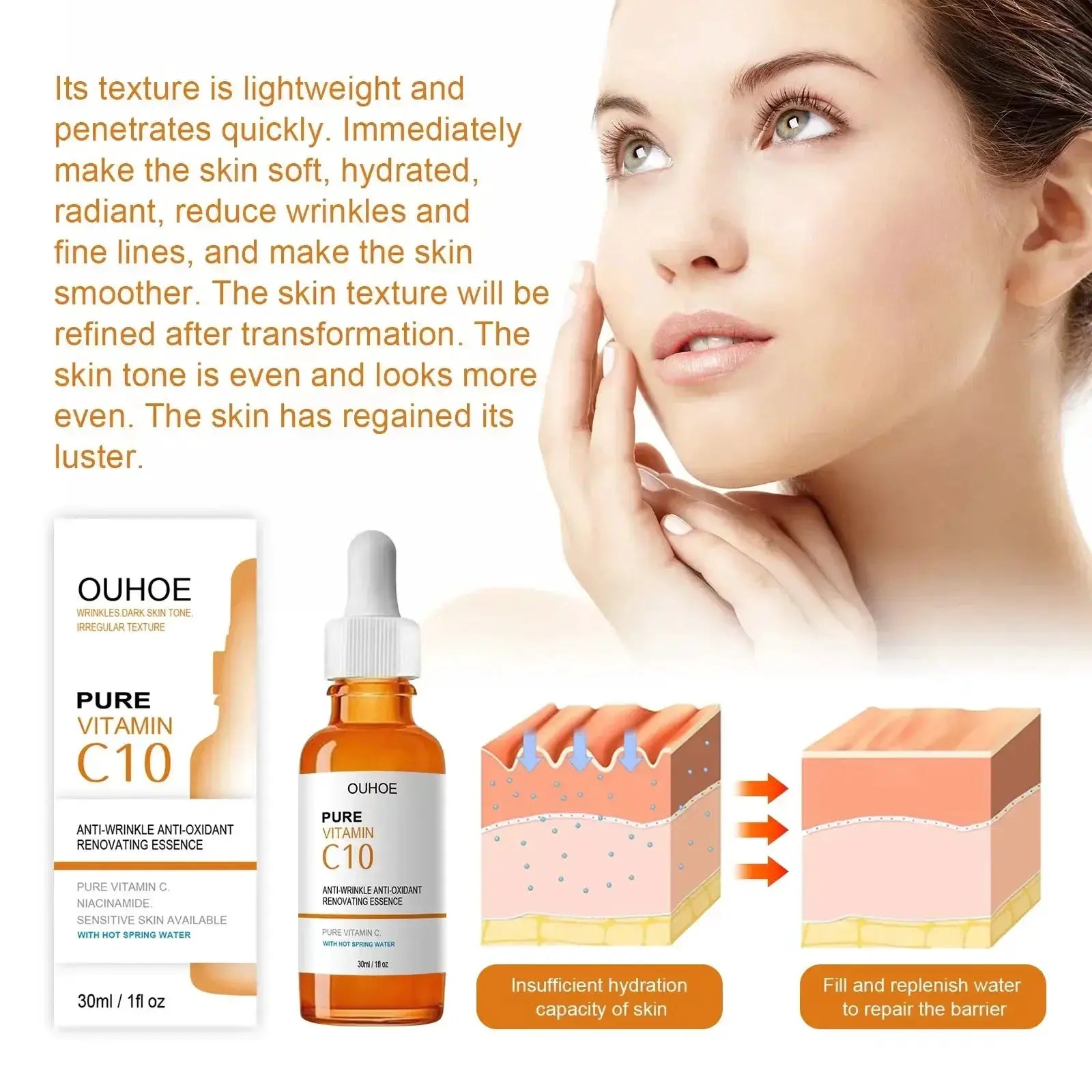 Vitamin C Face Serum Wrinkle Removal Anti Aging Skin Care