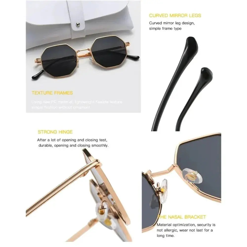 Vintage Octagon Metal Sunglasses For Men And Women 2024