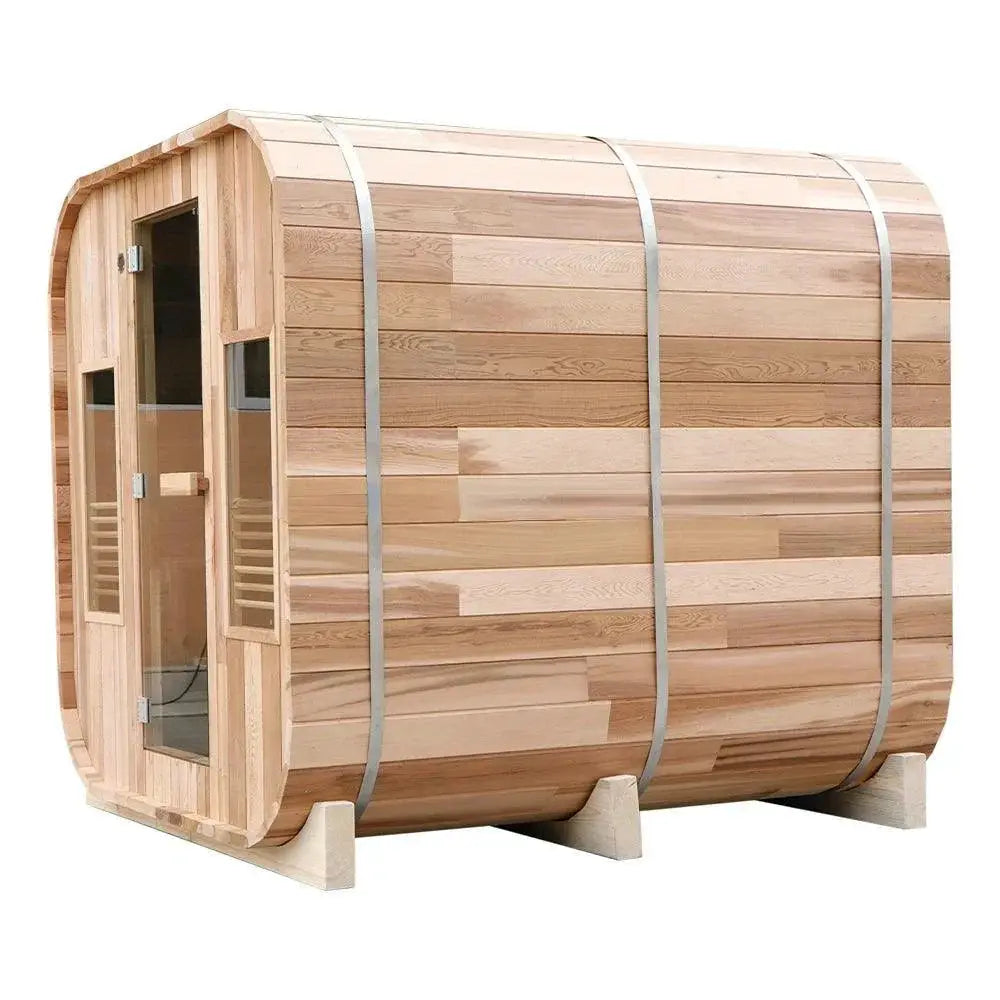 Outdoor Red Cedar Barrel Sauna for Backyard Relaxation