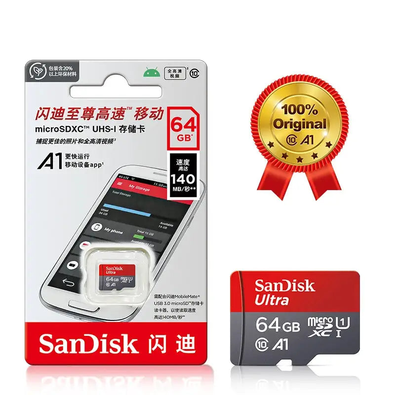 Original Ultra A1 Memory Card 32GB 64GB 128GB Micro SD TF Card 256GB 512GB Class 10 U1 SDXC Flashcard for Phone