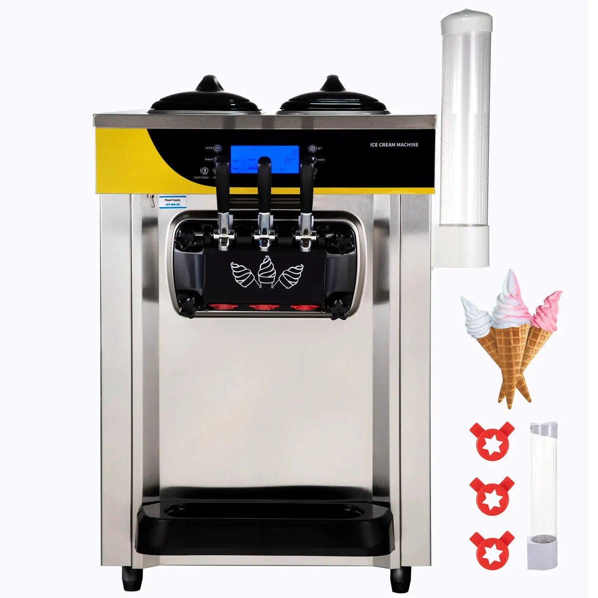 SucceBuy L/H Soft Ice Cream Machines Commercial Tricolor Desktop — product view 1